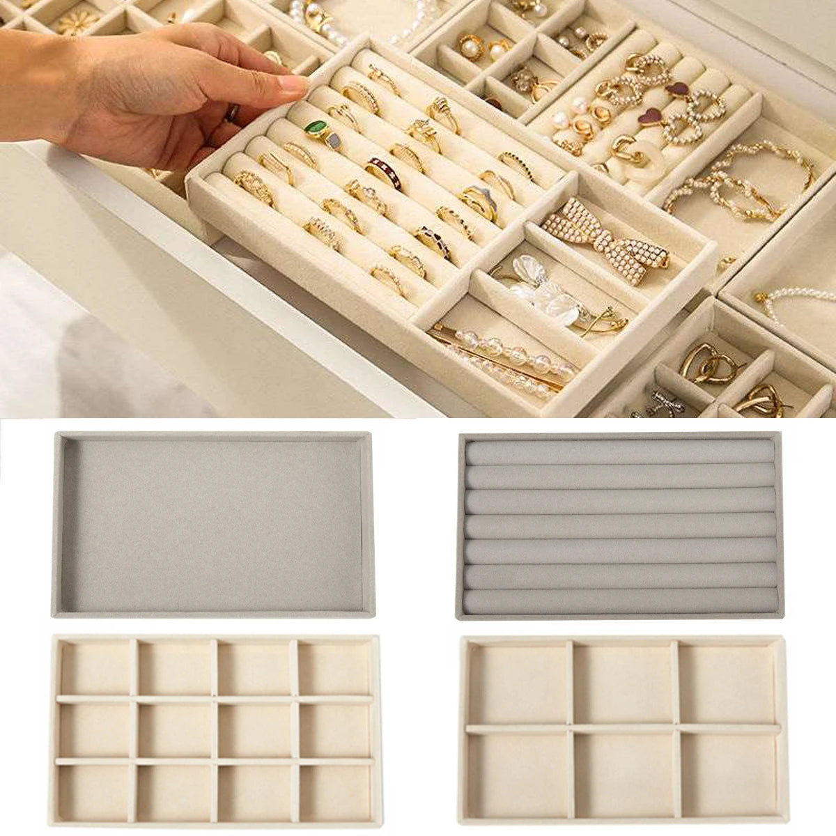 Rangement Bijoux - Plateau tiroir Beige